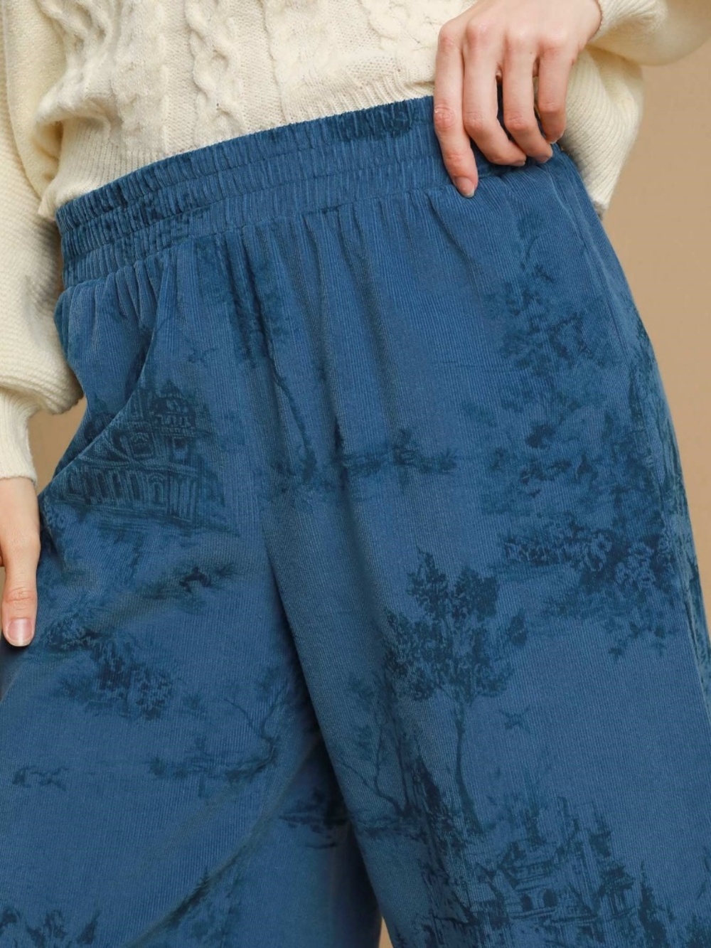 Umgee Wide Leg Washed Corduroy Pants NWT - Picture 5 of 8